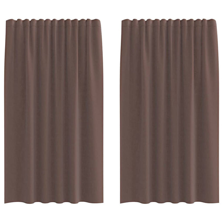 Vidaxl rideaux voile avec patte supérieure 2 pcs marron