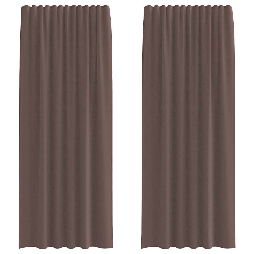 Vidaxl rideaux voile avec patte supérieure 2 pcs marron
