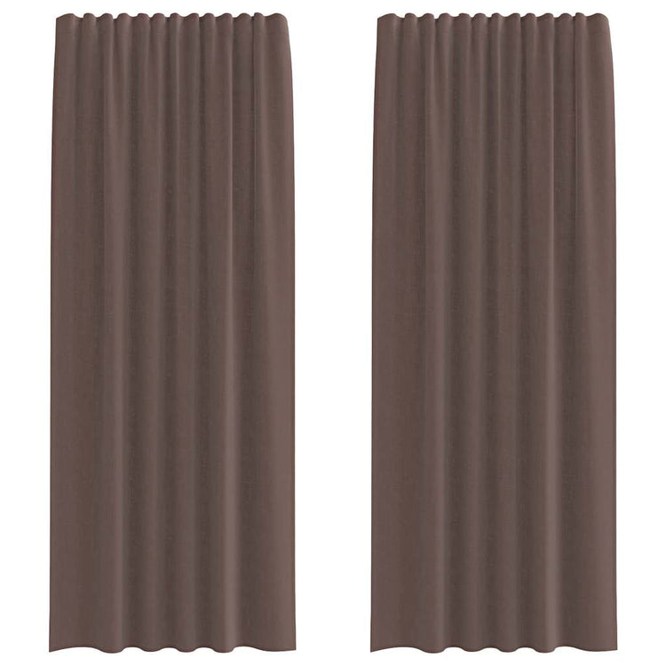 Vidaxl rideaux voile avec patte supérieure 2 pcs marron