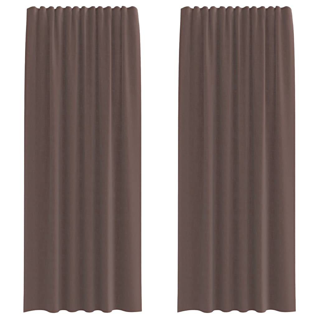 Vidaxl rideaux voile avec patte supérieure 2 pcs marron