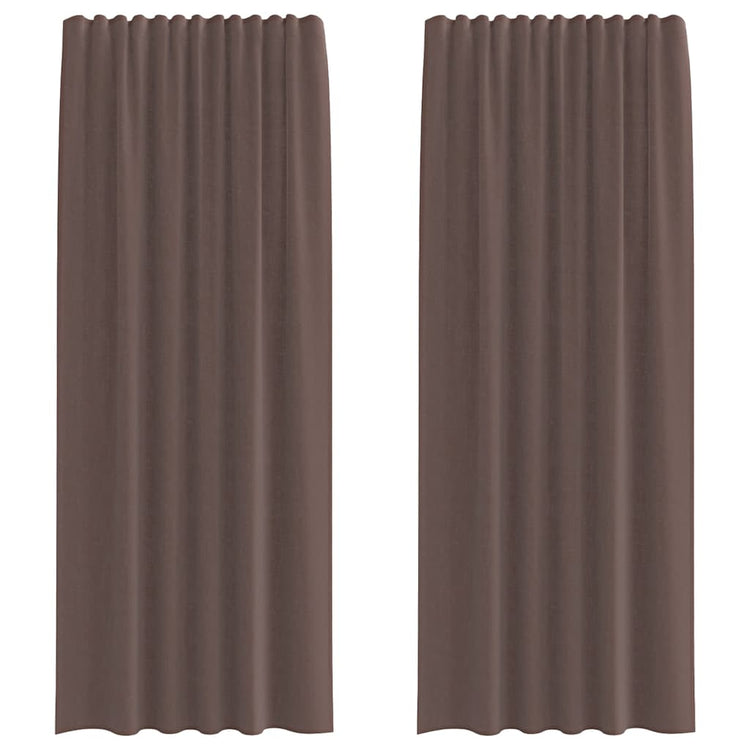 Vidaxl rideaux voile avec patte supérieure 2 pcs marron