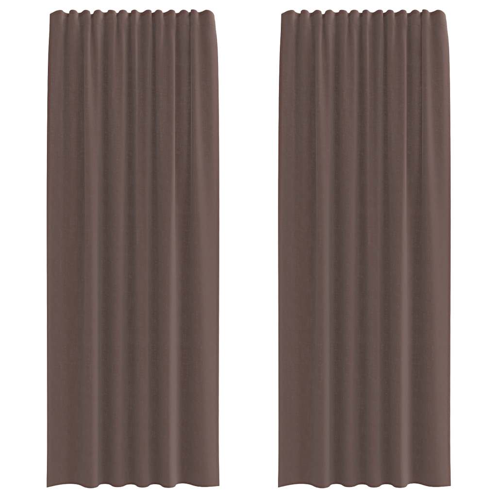 Vidaxl rideaux voile avec patte supérieure 2 pcs marron
