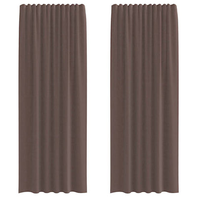 Vidaxl rideaux voile avec patte supérieure 2 pcs marron