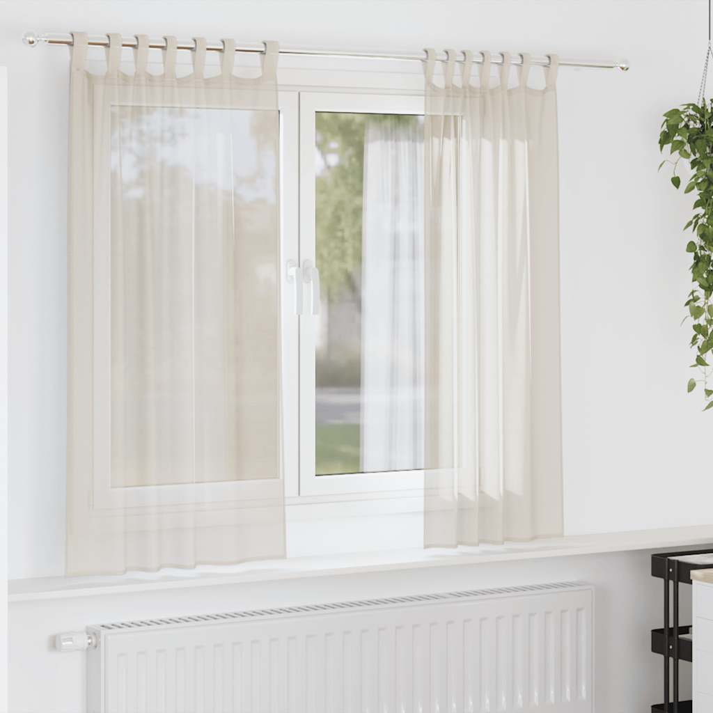 Vidaxl rideaux voile avec patte supérieure 2 pcs couleur crème