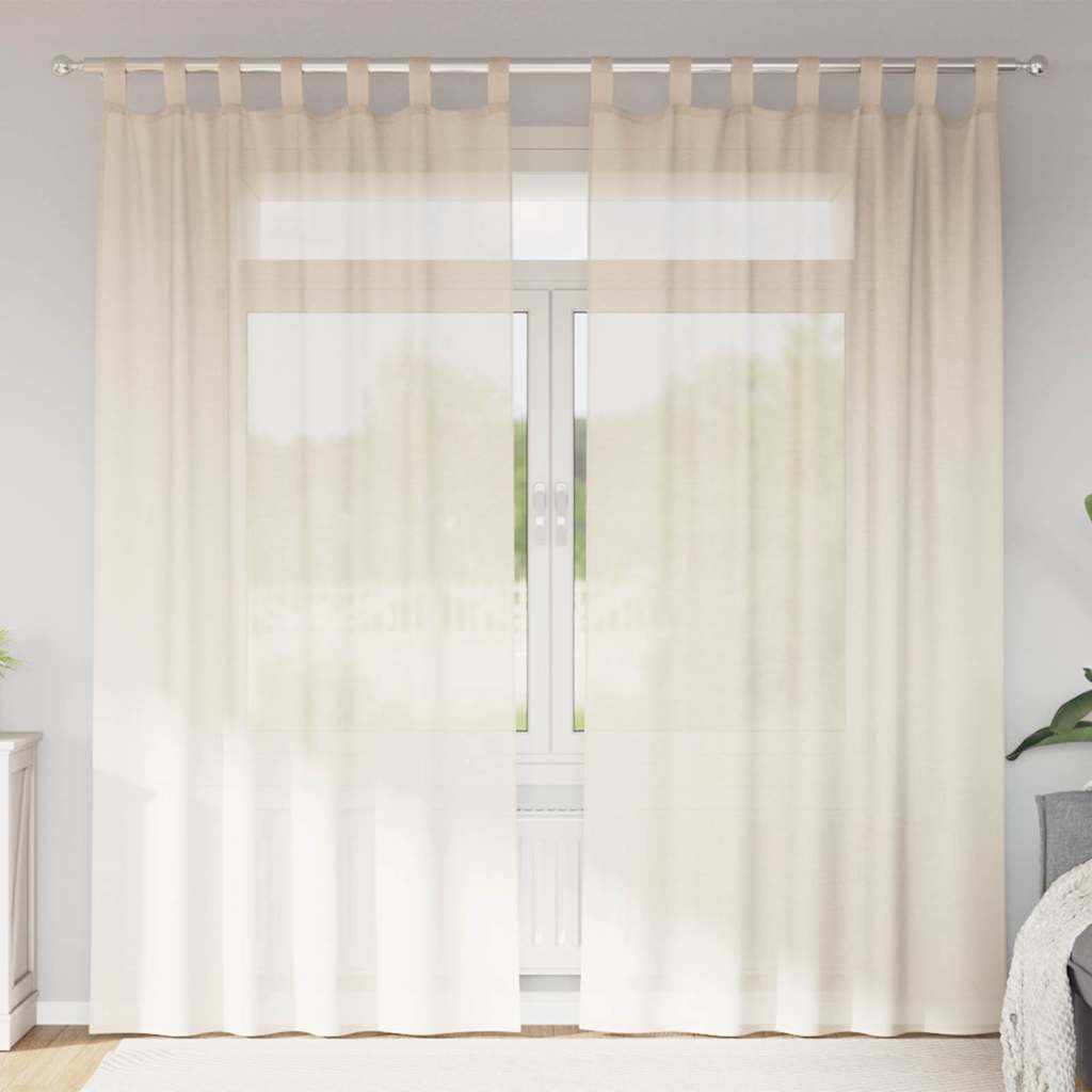 Vidaxl rideaux voile avec patte supérieure 2 pcs couleur crème