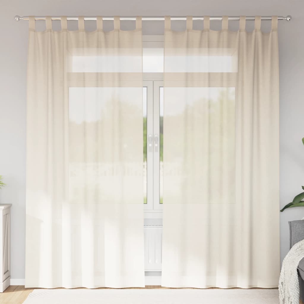 Vidaxl rideaux voile avec patte supérieure 2 pcs couleur crème