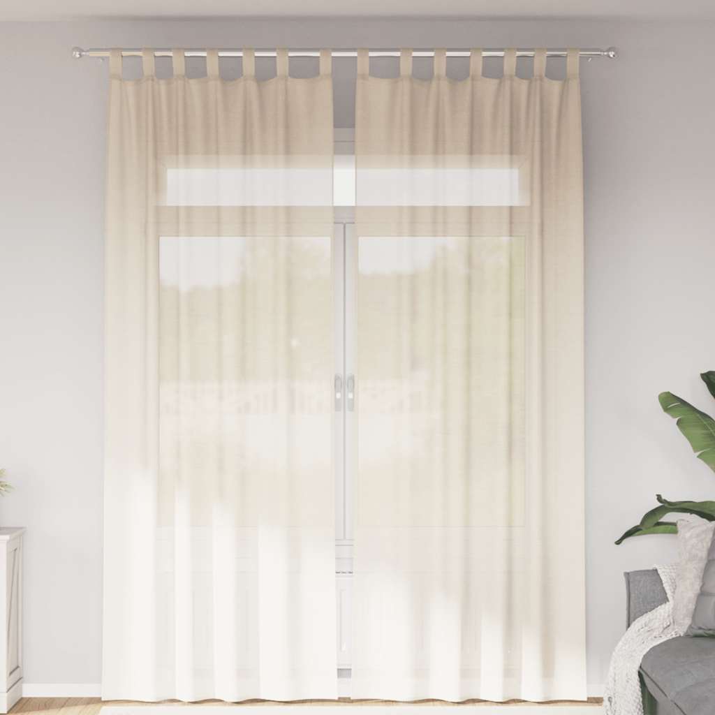 Vidaxl rideaux voile avec patte supérieure 2 pcs couleur crème