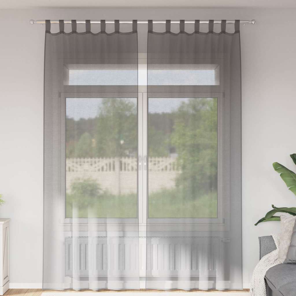 Vidaxx rideaux voile avec passants 2 pcs 140x260 cm gris foncé