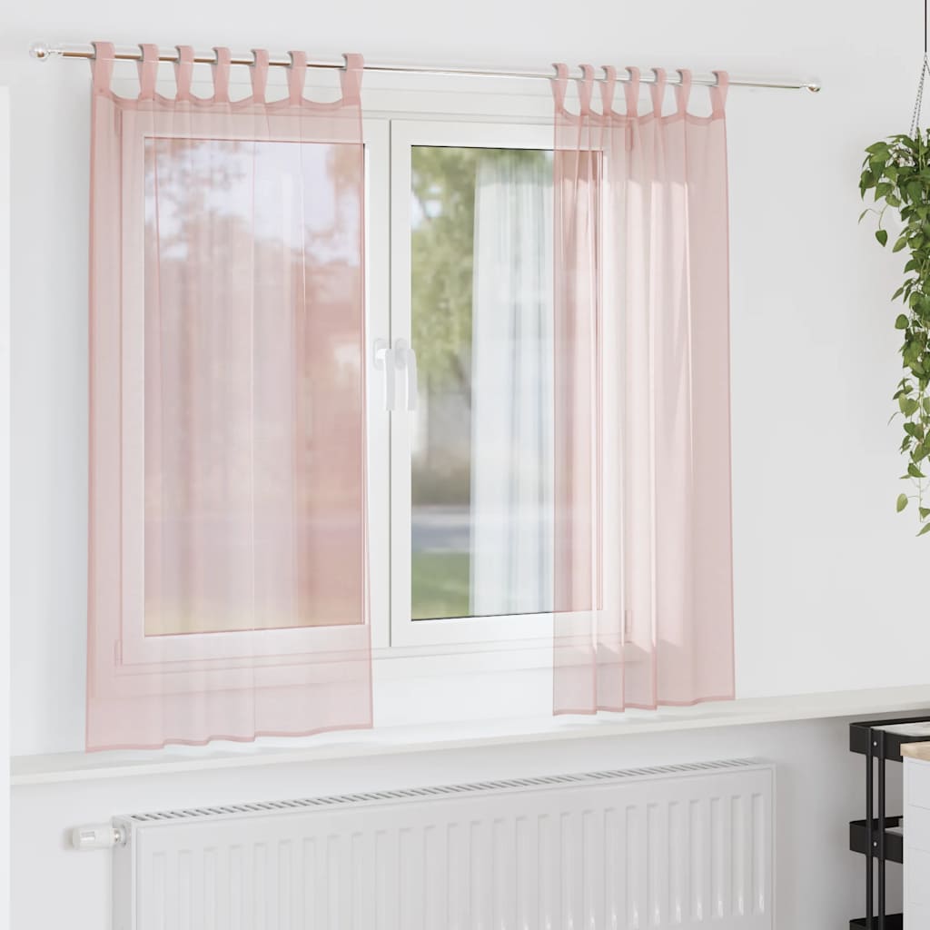 Vidaxx rideaux voile avec passants 2 pcs 140x140 cm rose clair