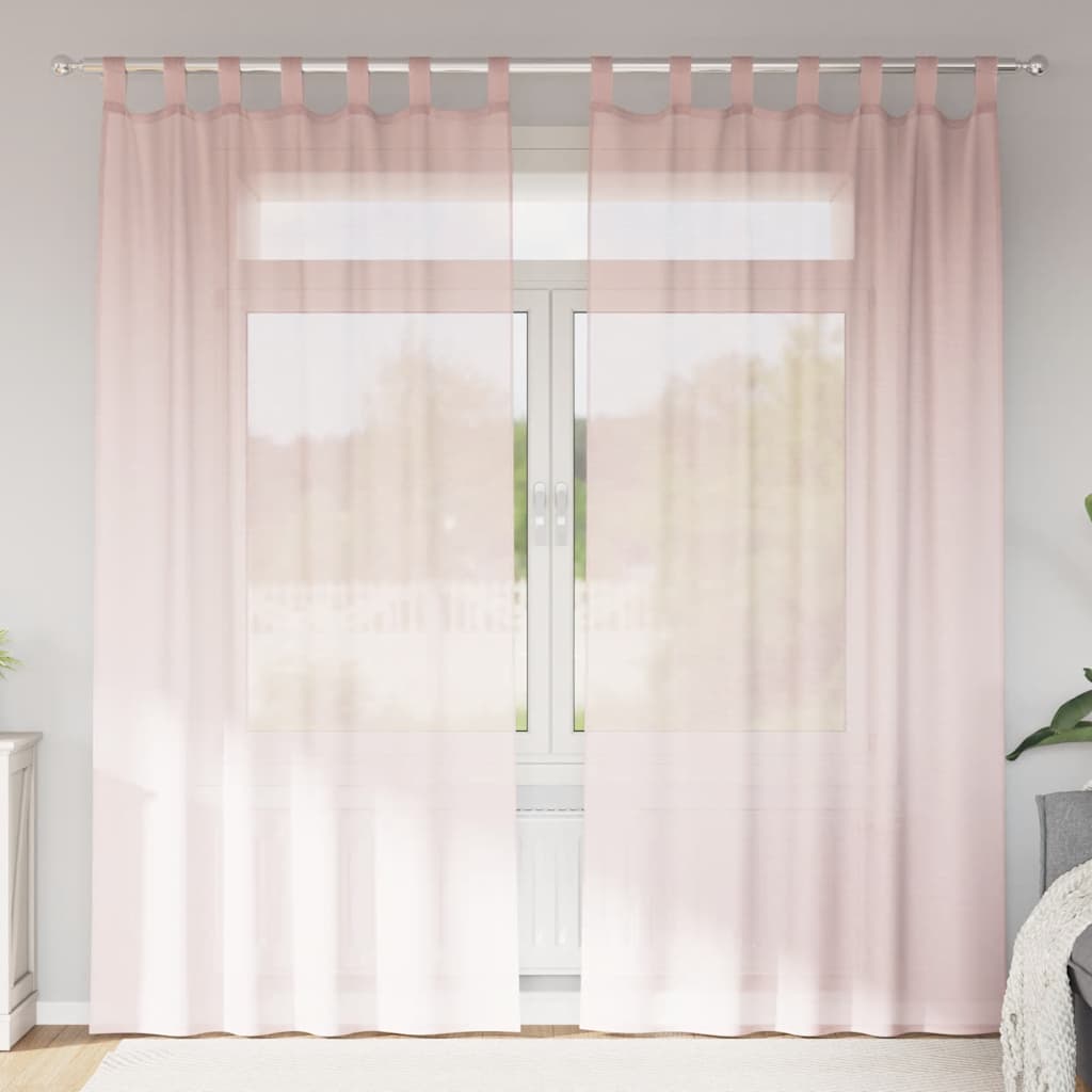 Vidaxx rideaux voile avec passants 2 pcs 140x225 cm rose clair