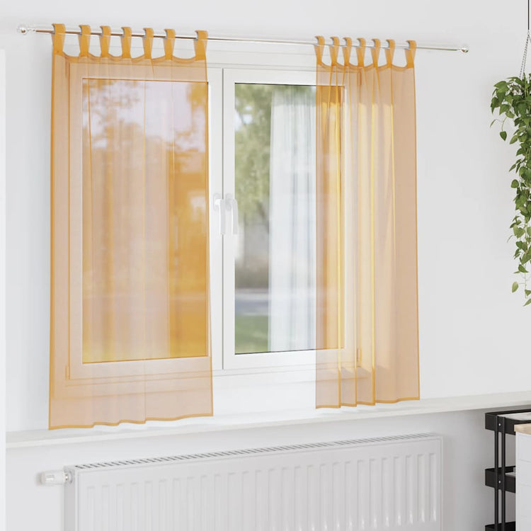 Vidaxx rideaux voile avec passants 2 pcs 140x140 cm orange