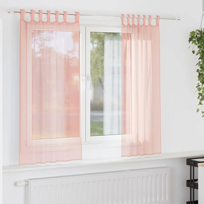 Vidaxx rideaux voile avec passants 2 pcs 140x140 cm rose