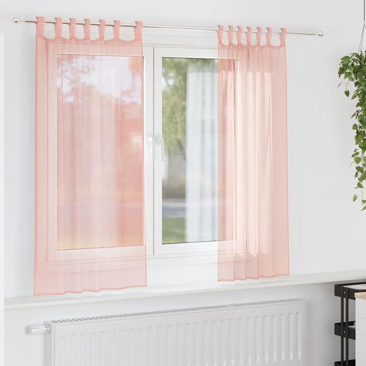 Vidaxx rideaux voile avec passants 2 pcs 140x140 cm rose