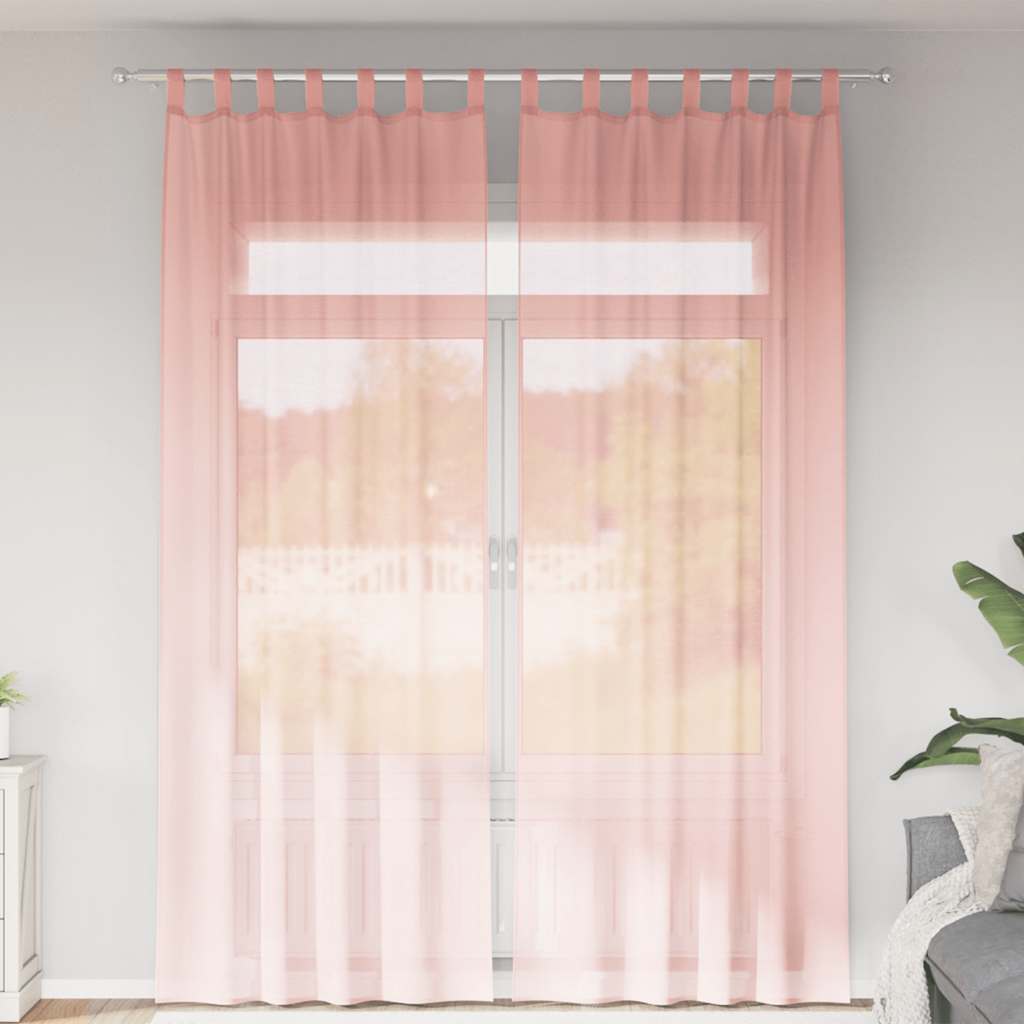 Vidaxx rideaux voile avec passants 2 pcs 140x260 cm rose