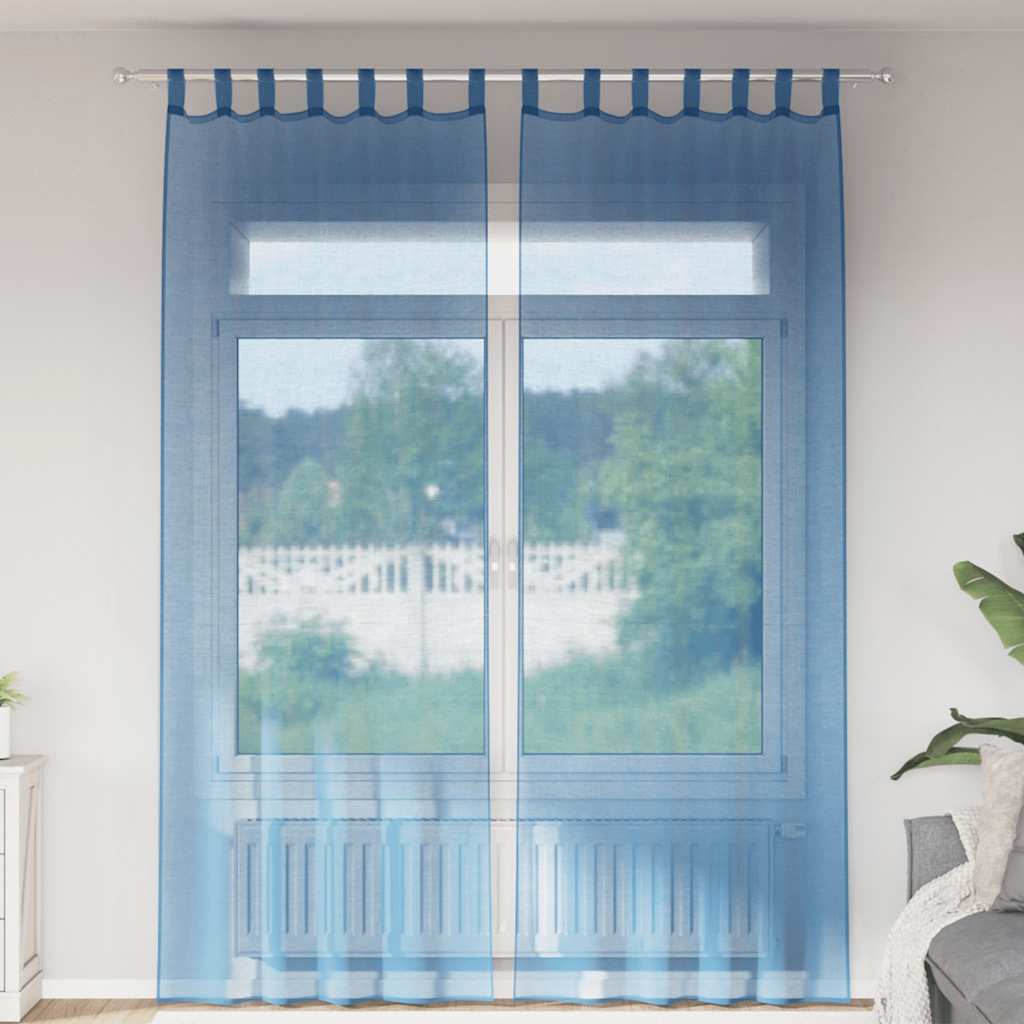 Vidaxx rideaux voile avec passants 2 pcs 140x260 cm bleu royal