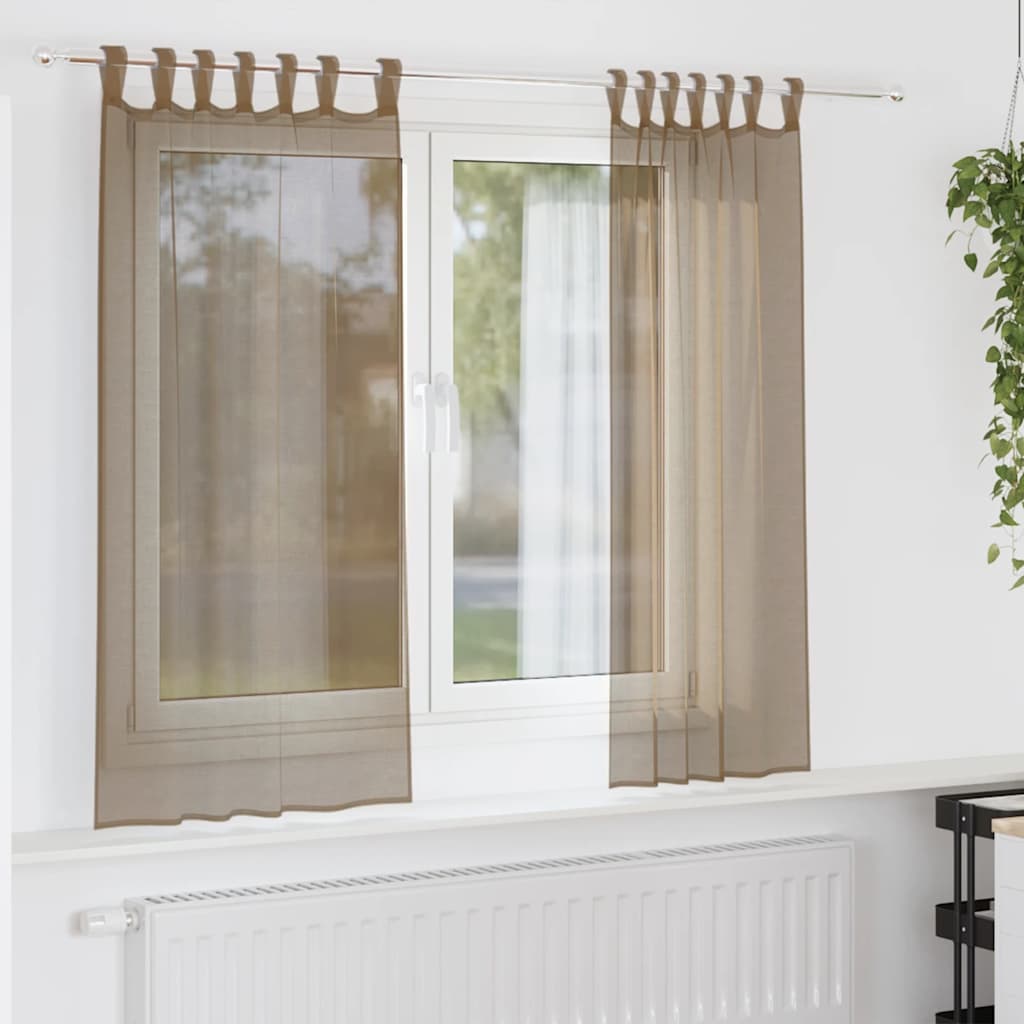 Vidaxx rideaux voile avec passants 2 pcs 140x140 cm marron clair