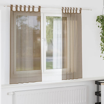 Vidaxx rideaux voile avec passants 2 pcs 140x140 cm marron clair
