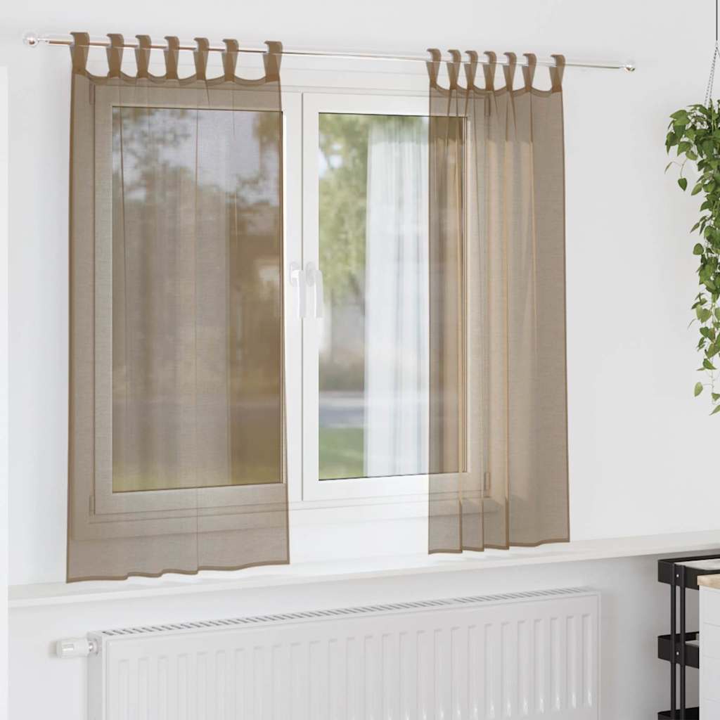 Vidaxx rideaux voile avec passants 2 pcs 140x175 cm marron clair