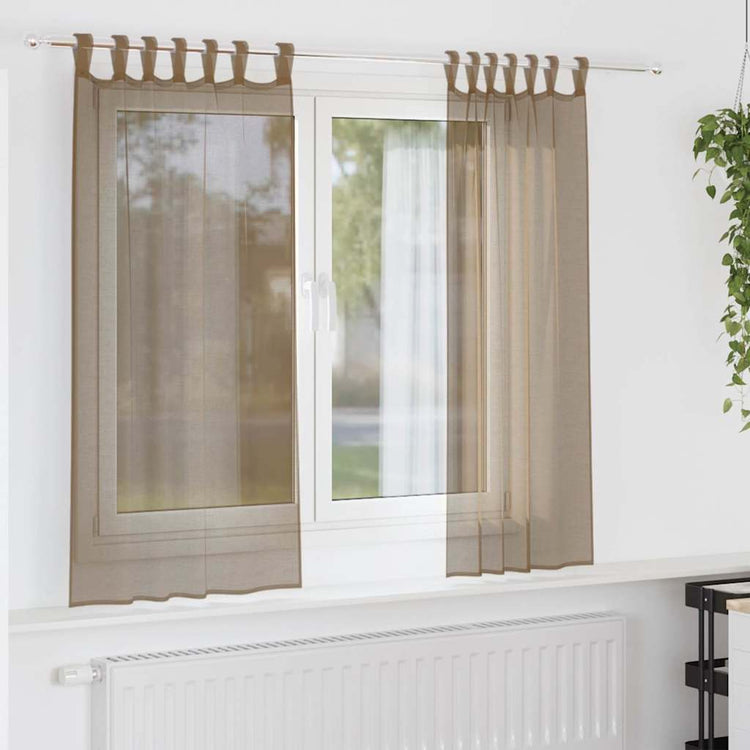 Vidaxx rideaux voile avec passants 2 pcs 140x175 cm marron clair