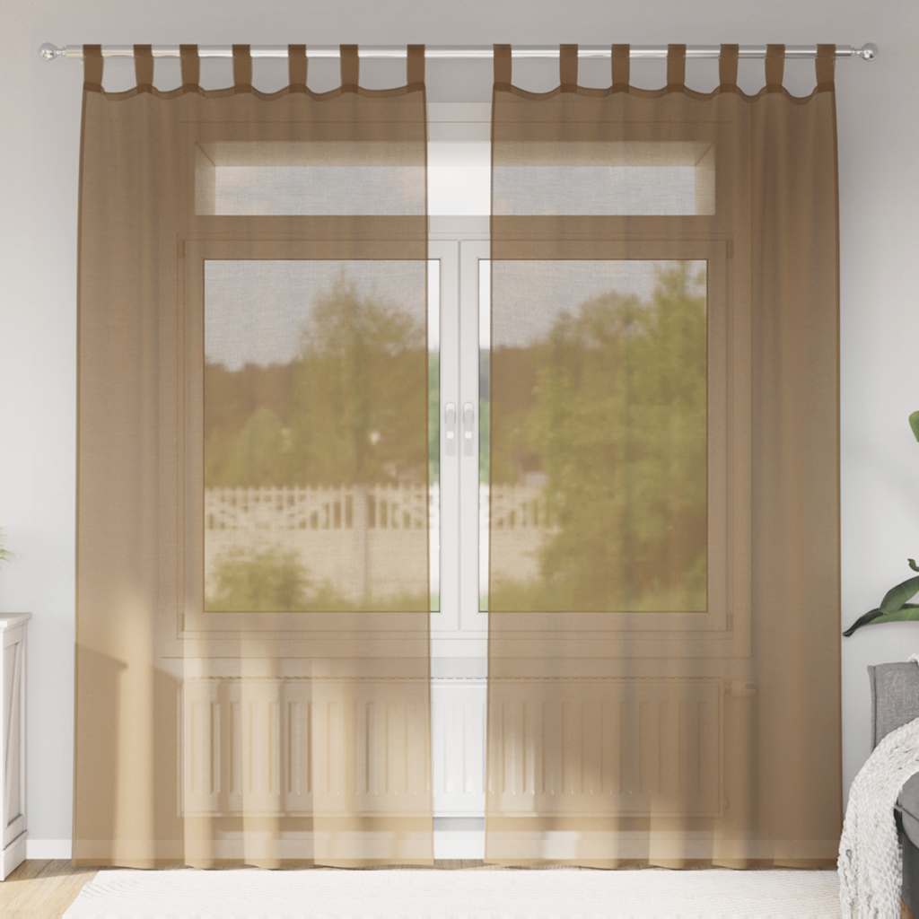 Vidaxx rideaux voile avec passants 2 pcs 140x225 cm marron clair
