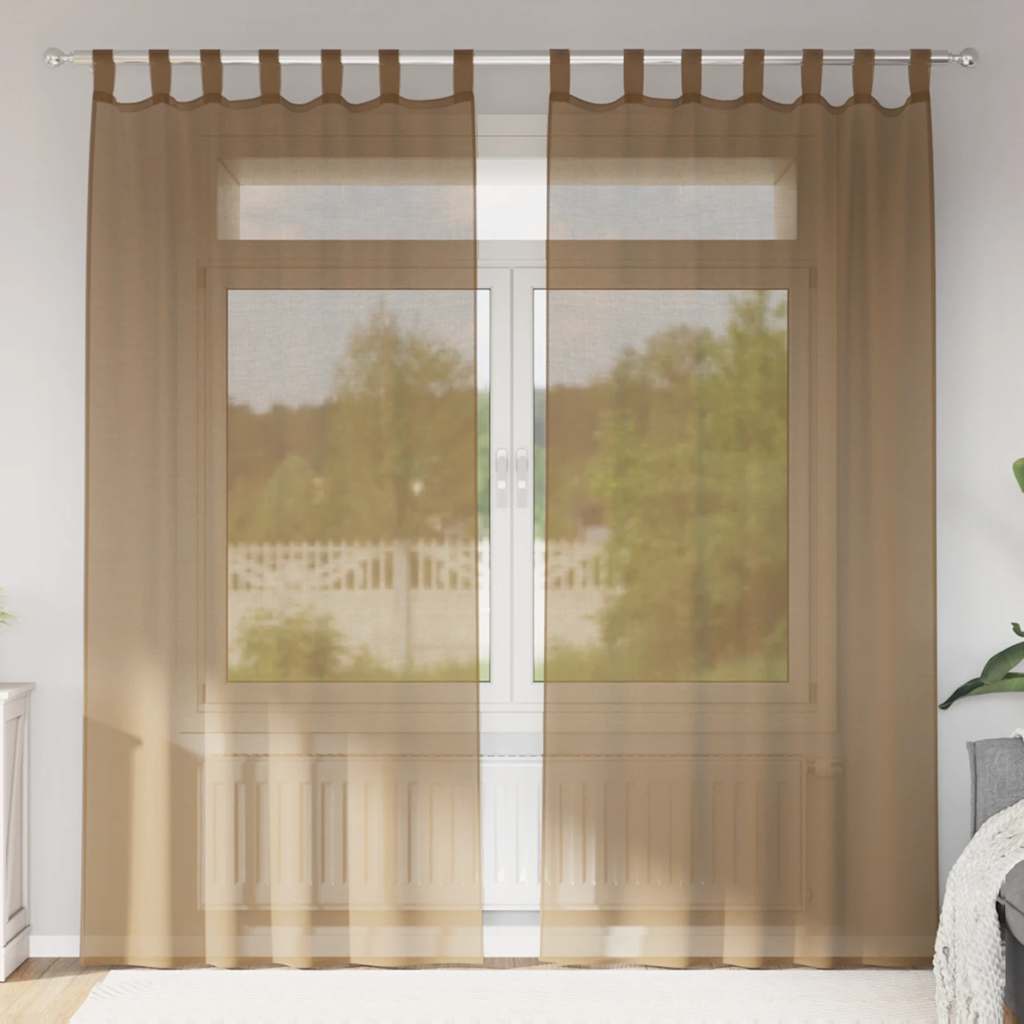 Vidaxx rideaux voile avec passants 2 pcs 140x245 cm marron clair