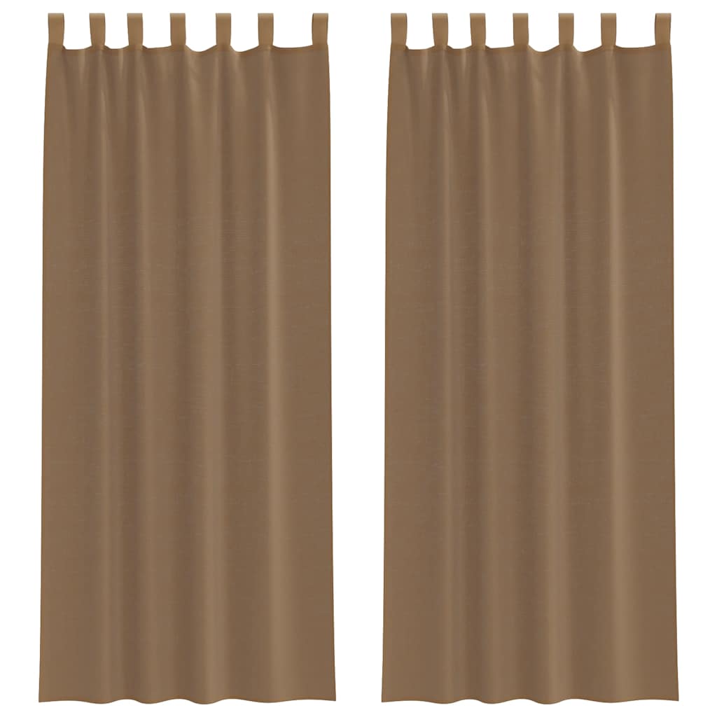 Vidaxx rideaux voile avec passants 2 pcs 140x260 cm marron clair