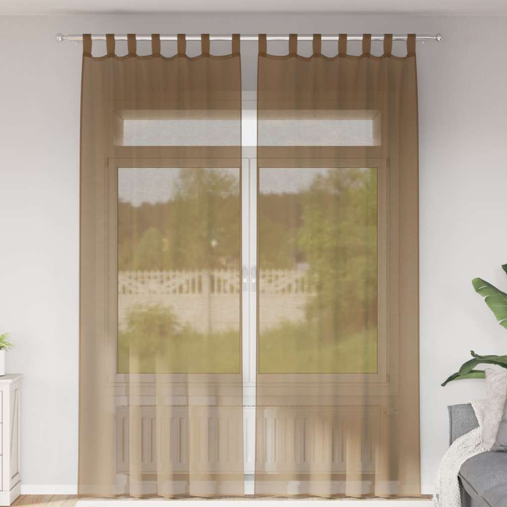 Vidaxx rideaux voile avec passants 2 pcs 140x260 cm marron clair