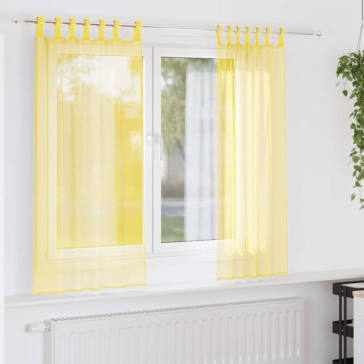Vidaxx rideaux voile avec passants 2 pcs 140x140 cm jaune