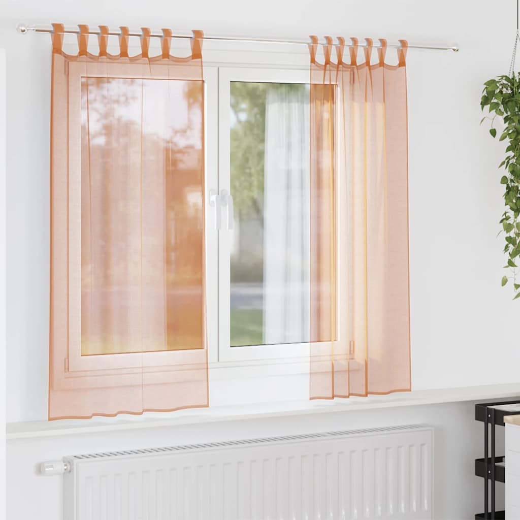 VidaXL rideaux voilages avec passants 2 pcs terre cuite 140x140 cm