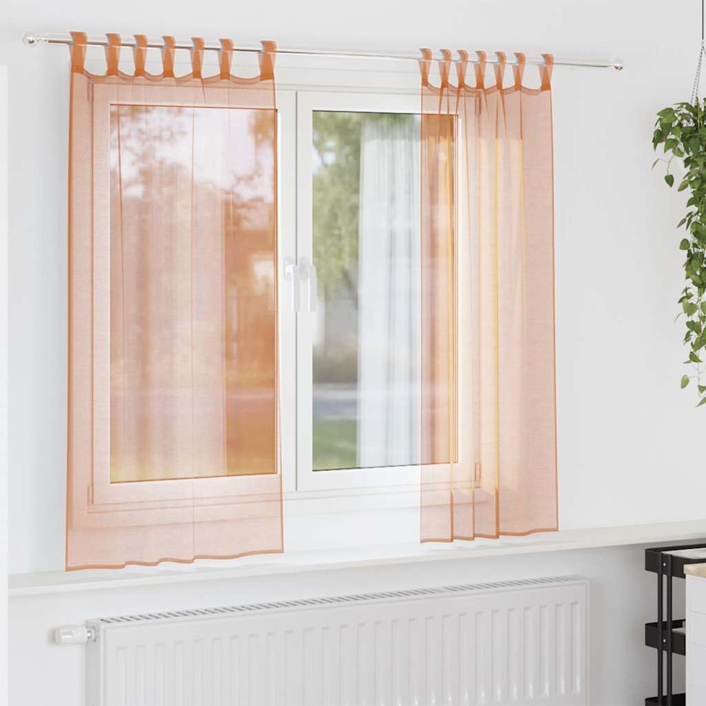 Vidaxx rideaux voile avec passants 2 pcs terre cuite 140x175 cm