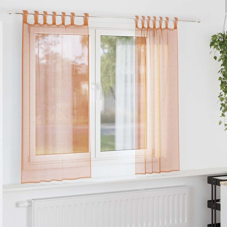 Vidaxx rideaux voile avec passants 2 pcs terre cuite 140x175 cm