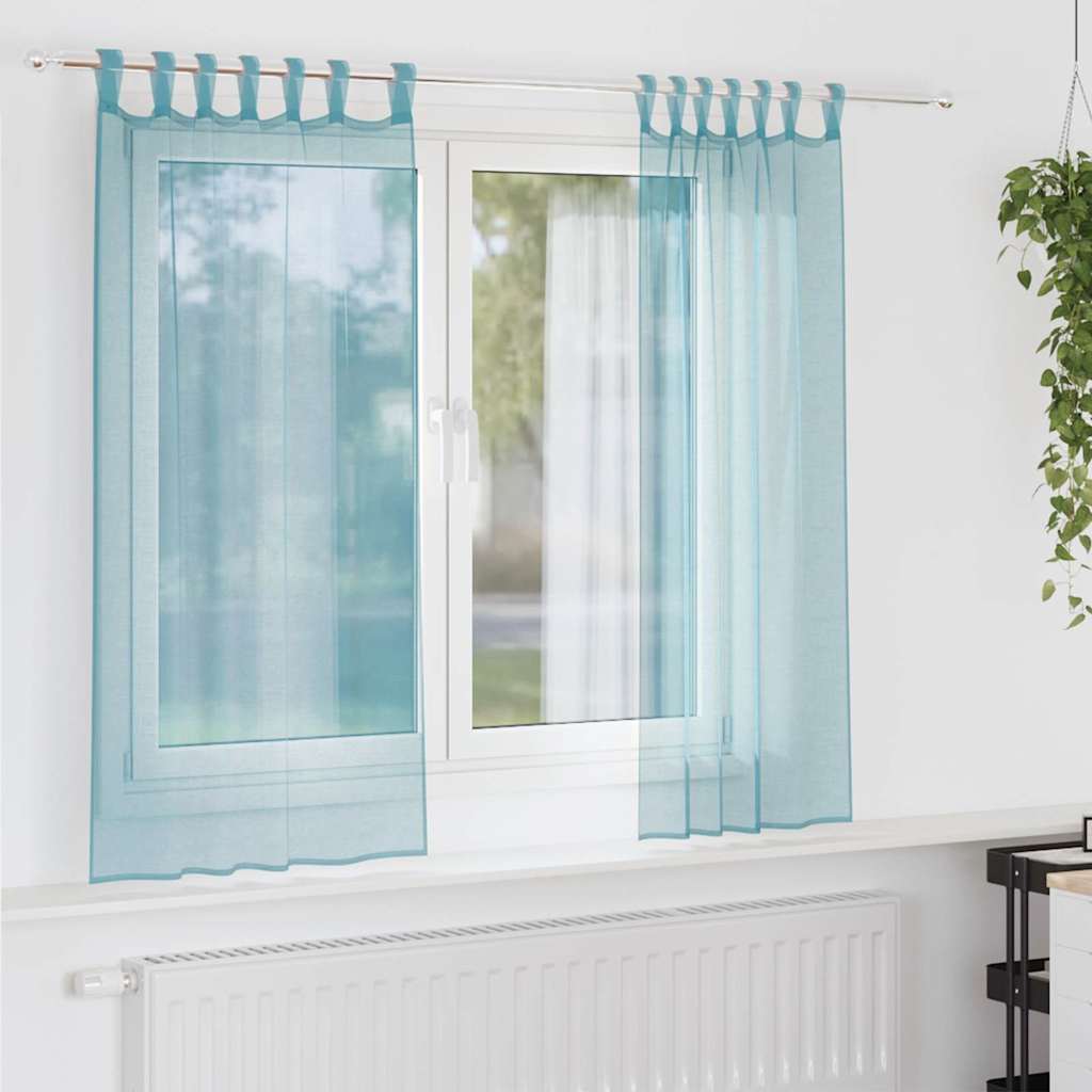 Vidaxx rideaux voile avec passants 2 pcs 140x175 cm turquoise