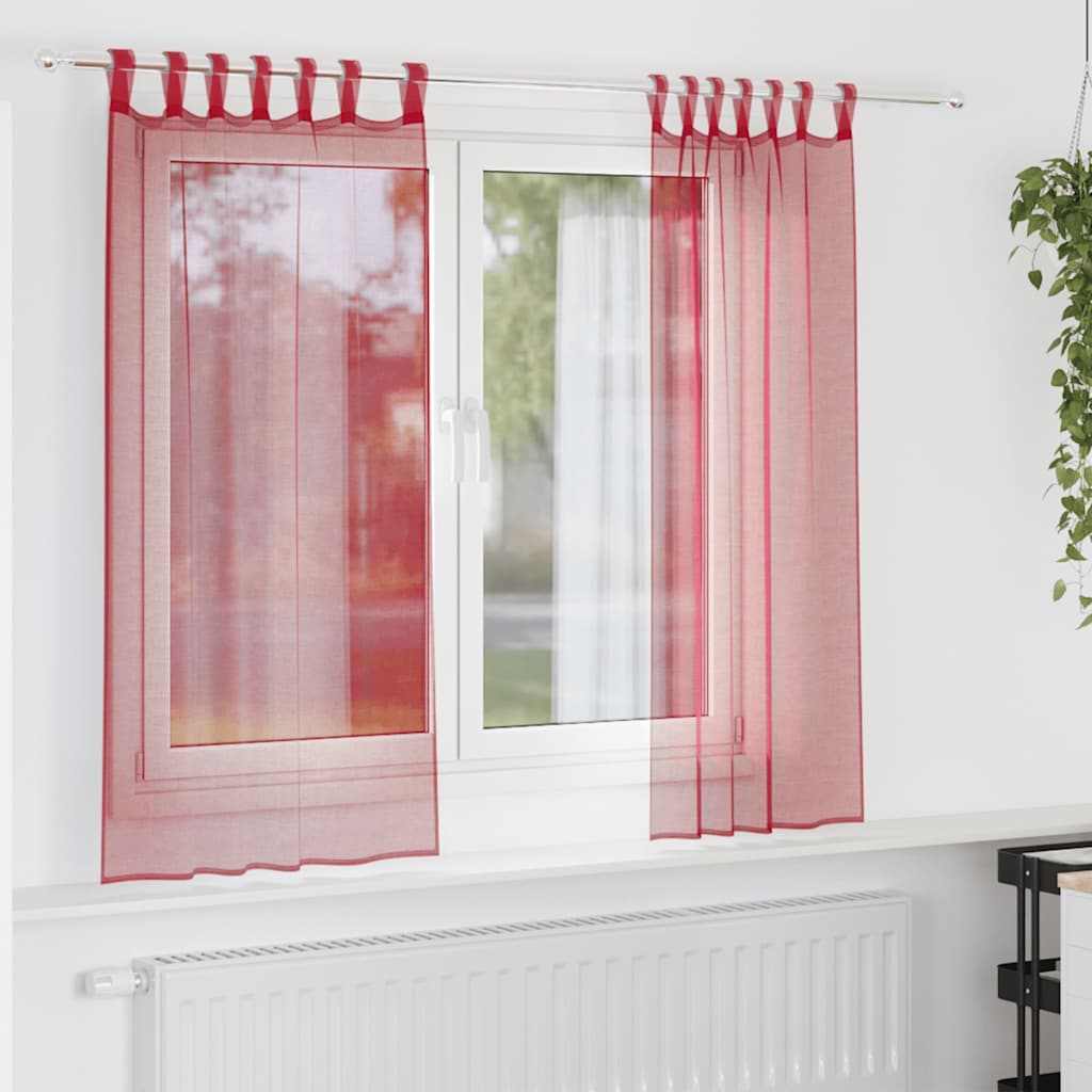 Vidaxx rideaux voile avec passants 2 pcs 140x175 cm bordeaux