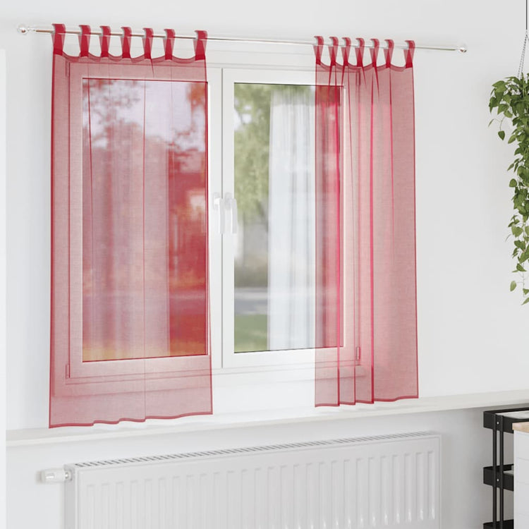 Vidaxx rideaux voile avec passants 2 pcs 140x175 cm bordeaux