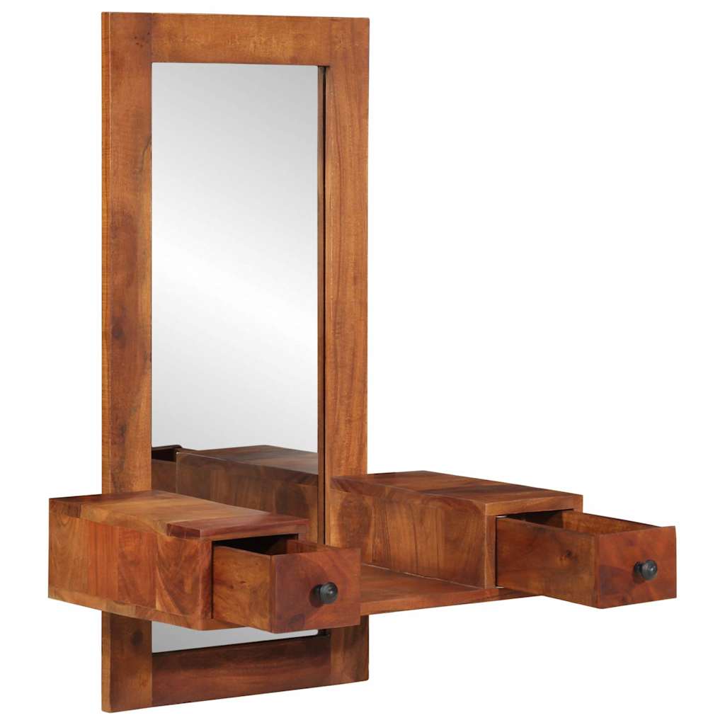 Miroir mural vidaxl avec tiroirs 60x33x90 cm en bois d'acacia solide