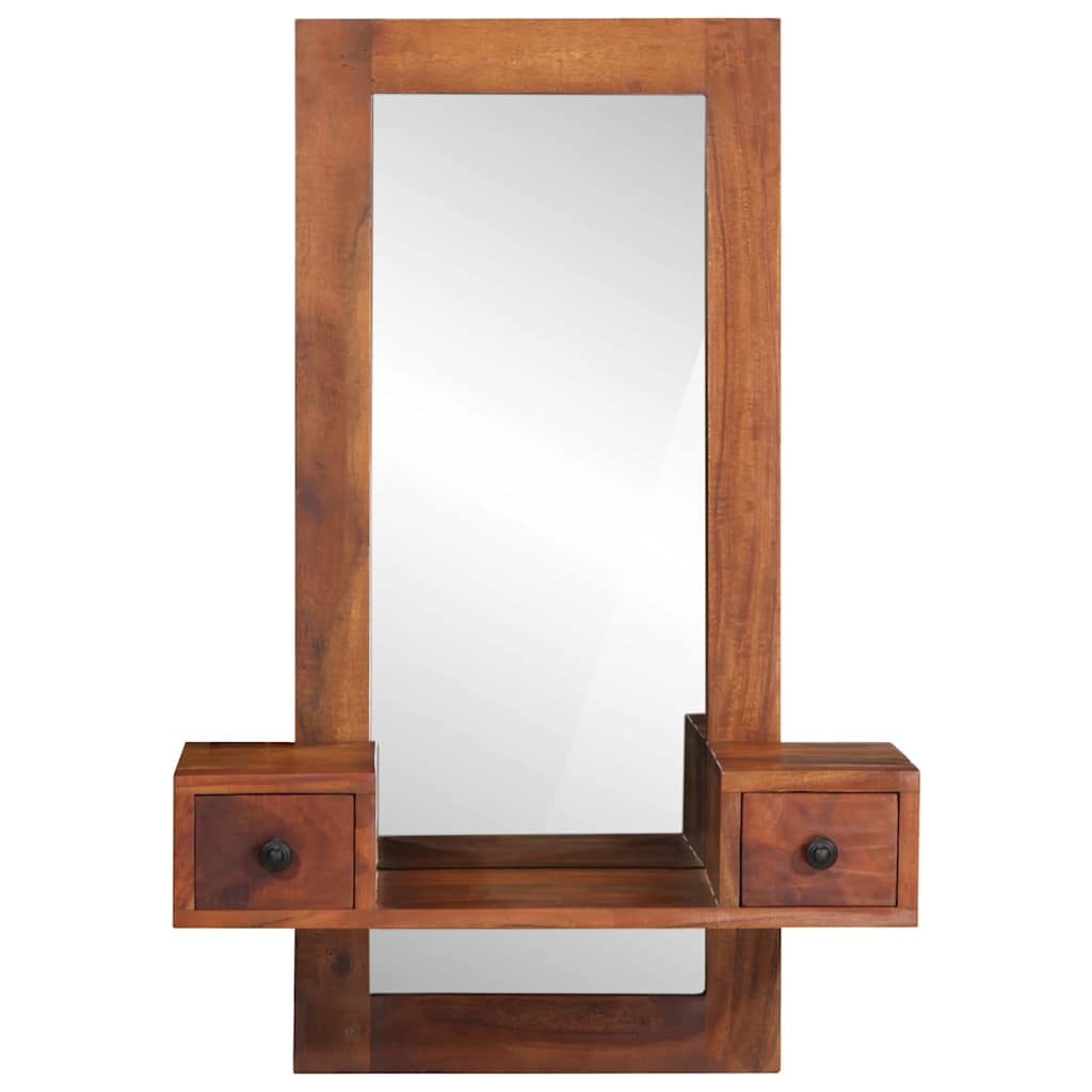 Miroir mural vidaxl avec tiroirs 60x33x90 cm en bois d'acacia solide