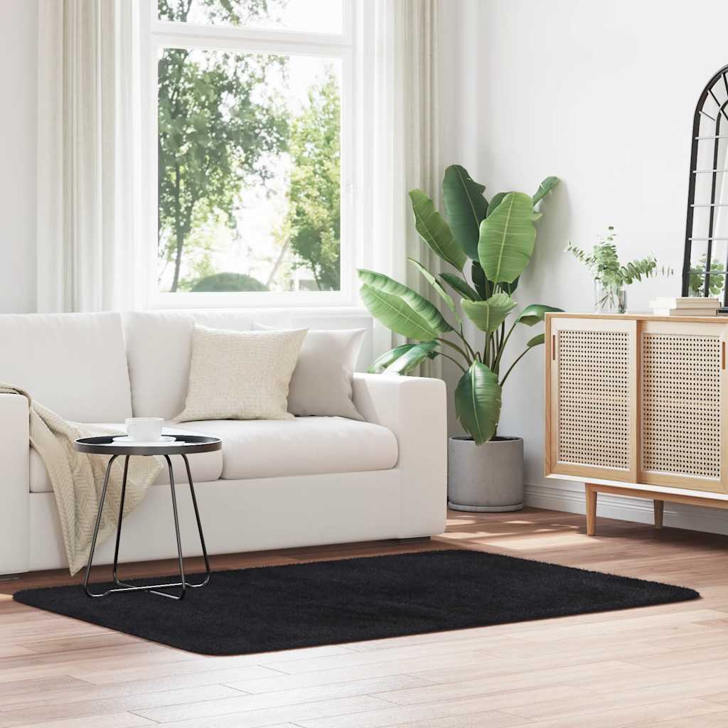 Vidaxx tapis à poils longs navarra 120x170 cm polyester noir
