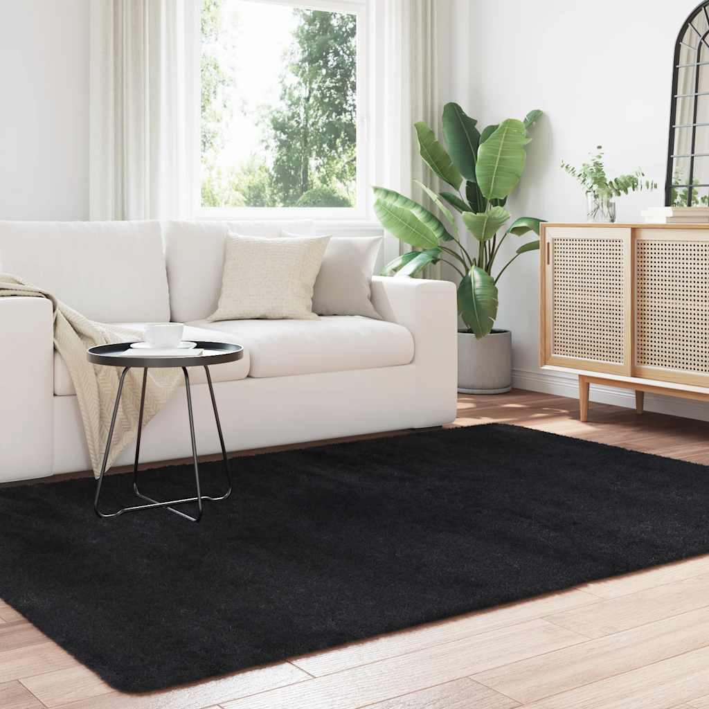 Vidaxx tapis à poils longs navarra 160x230 cm polyester noir