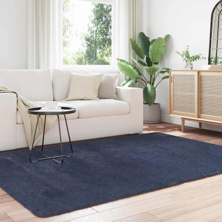 Vidaxx tapis à poils longs navarra 160x230 cm polyester bleu marine