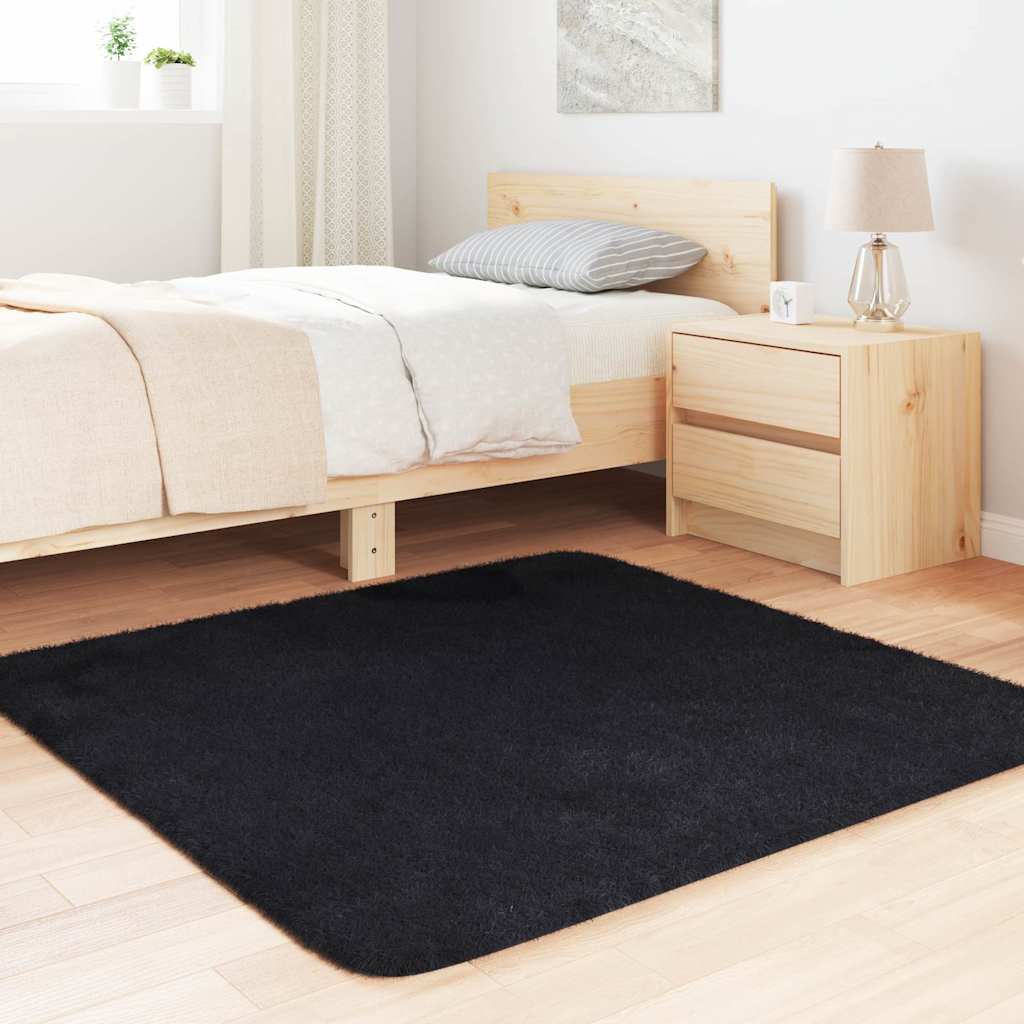 Vidaxx tapis à poils longs navarra 120x120 cm polyester noir