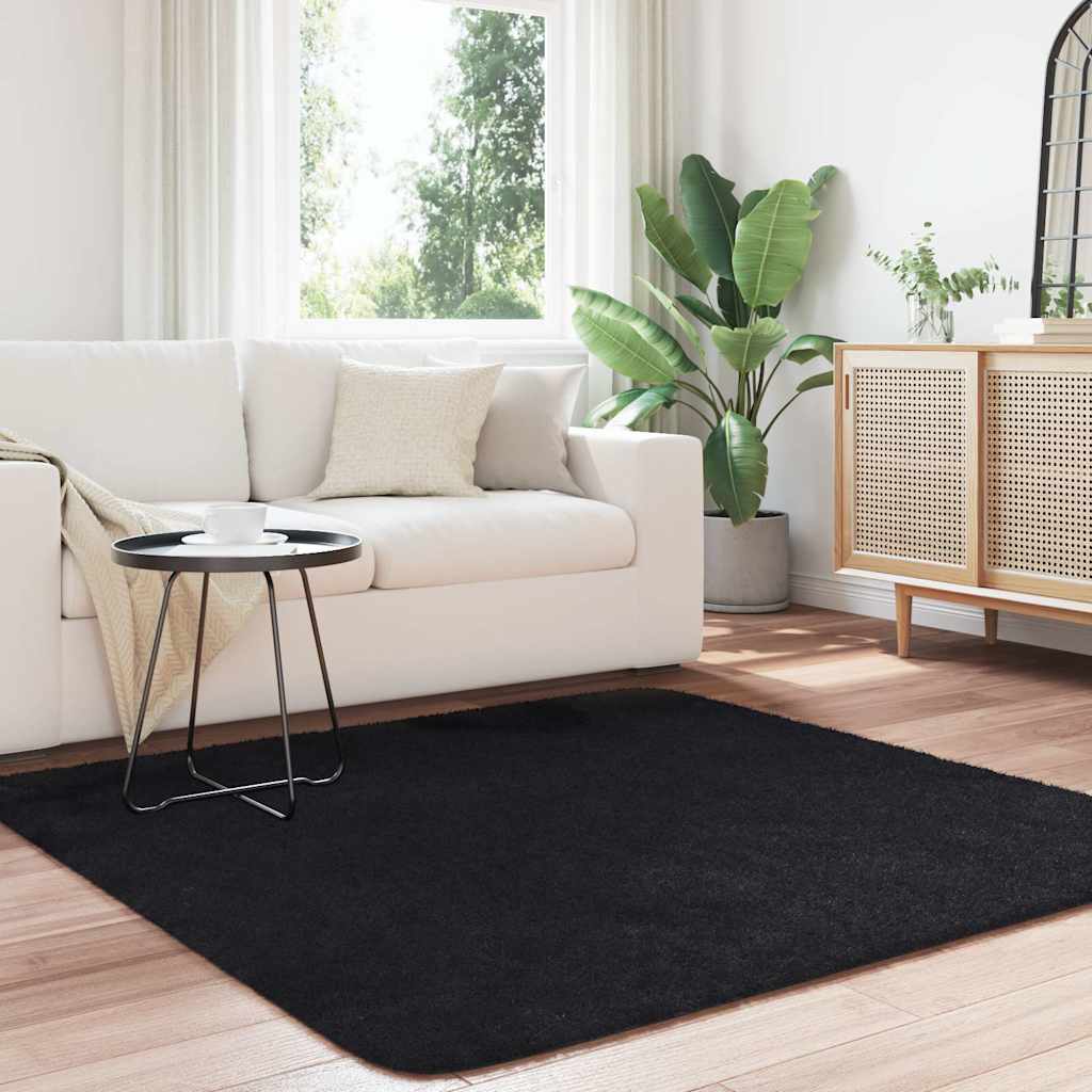 Vidaxx tapis à poils longs navarra 160x160 cm polyester noir