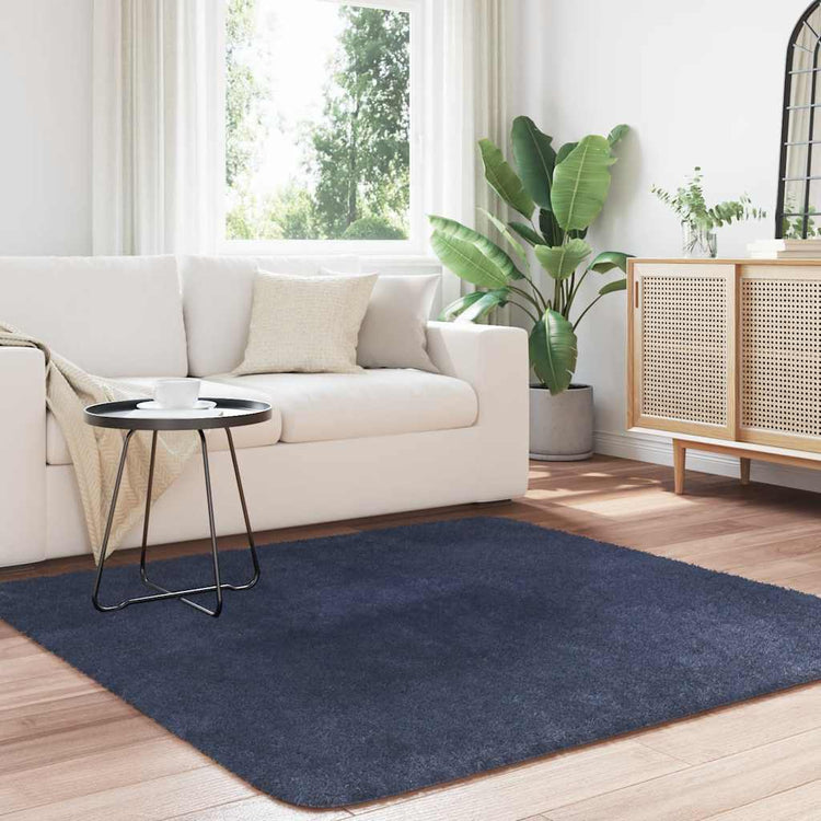 Vidaxx tapis à poils longs navarra 160x160 cm polyester bleu marine