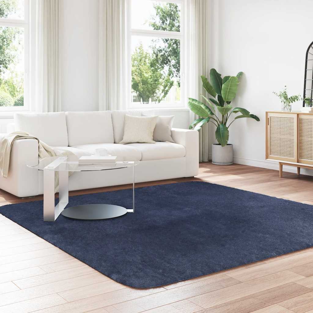Vidaxx tapis à poils longs navarra 240x240 cm polyester bleu marine
