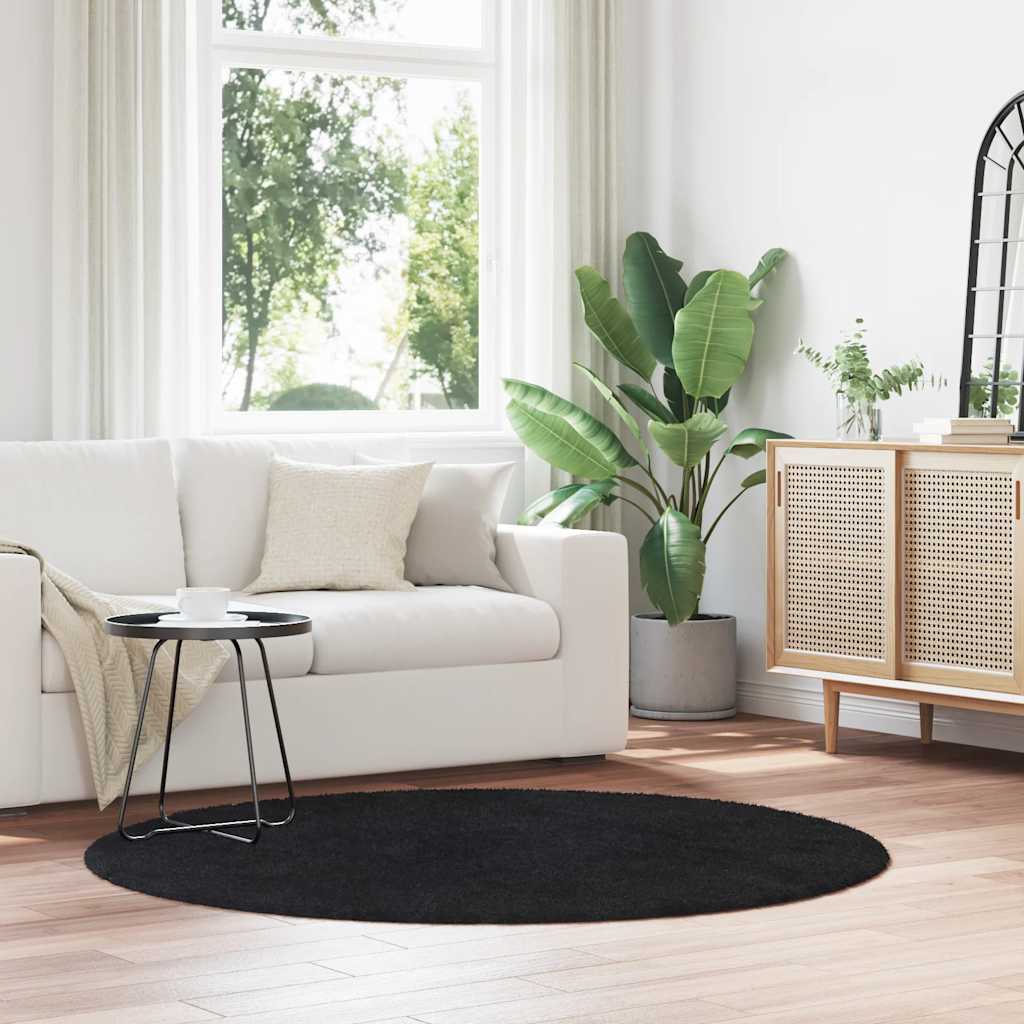 Vidaxx tapis à poils longs navarra 160x160 cm polyester noir