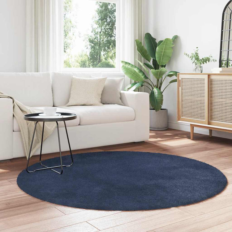 Vidaxx tapis à poils longs navarra 160x160 cm polyester bleu marine
