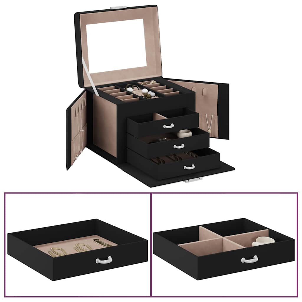 Vidaxx boîte à bijoux miroir 4 couches verrouillable 22,5x17,5x16,5 cm