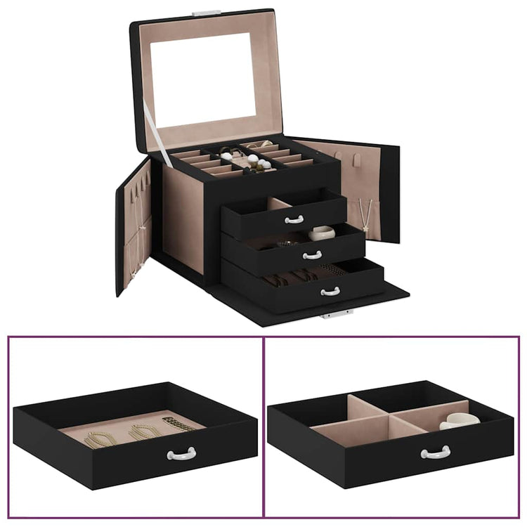 Vidaxx boîte à bijoux miroir 4 couches verrouillable 22,5x17,5x16,5 cm