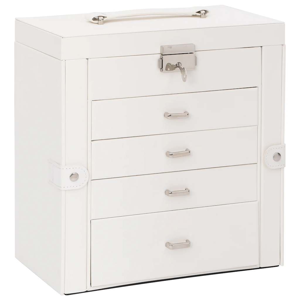 VidaXL boîte à bijoux 5 couches avec miroir verrouillable blanc