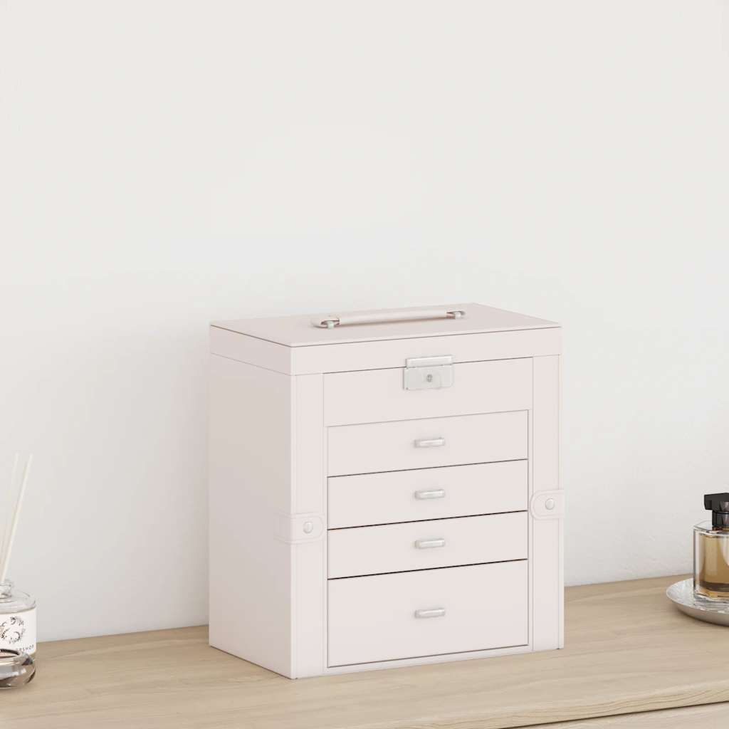 VidaXL boîte à bijoux 5 couches avec miroir verrouillable blanc