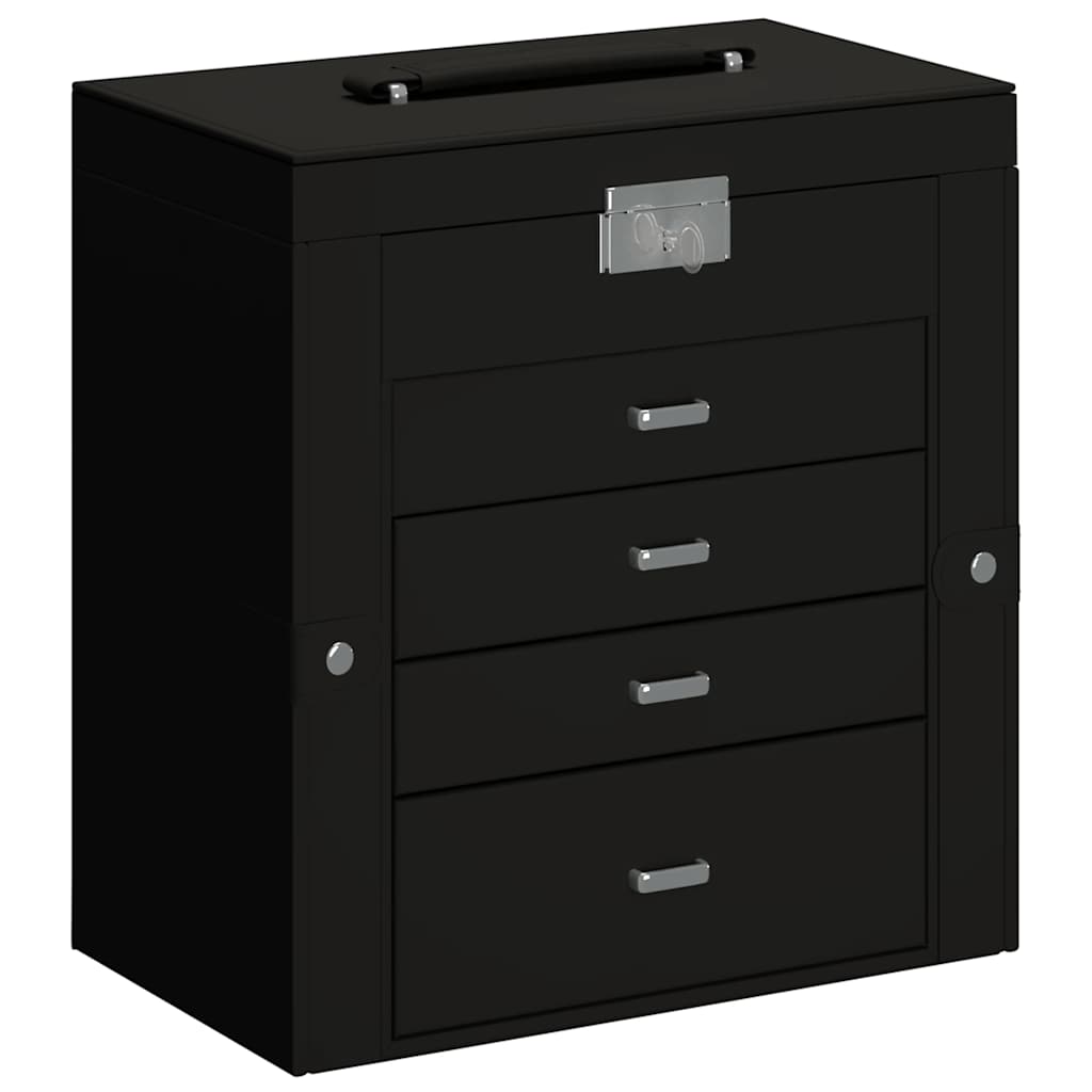 VidaXL boîte à bijoux 5 couches avec miroir verrouillable noir